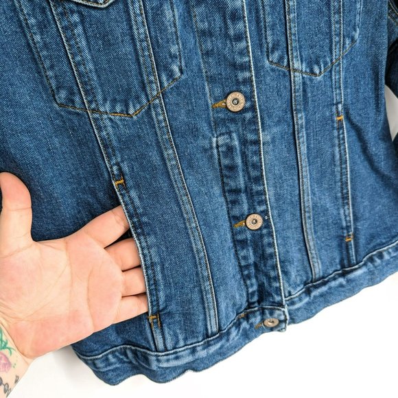 Eddie Bauer Jean Jacket M Medium Wash Button Down Denim Blue Classic 100% Cotton - Picture 6 of 11